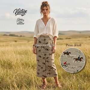 Rare vintage equestrian hunting dog button front houndstooth skirt *iamwarrior